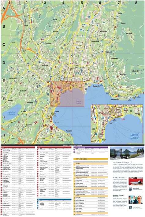 Lugano hotels and sightseeings map