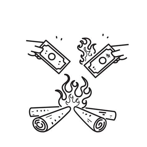 hand drawn doodle burning money concept illustration vector 11157728 ...