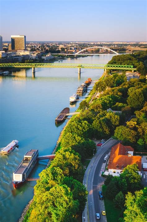 Shore of Danube River in Bratislava City Stock Image - Image of ...