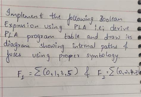 Solved Implement the following Boolean Expression using PLA | Chegg.com