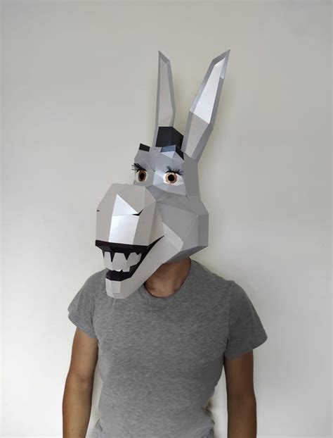 BURRO SHREK MASK Diy Lowpoly - Etsy España