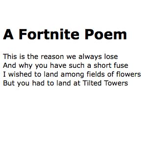 A short poem I made for my Web Design class : r/FortNiteBR