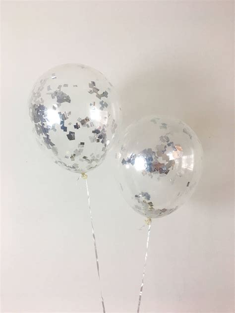 Silver Confetti Balloons Confetti Balloons Bridal Shower Decor | Etsy