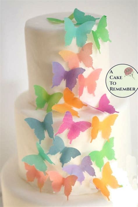 Edible Butterflies, 24 Watercolor Wafer Paper Butterflies For Wedding Cake Topper Cake ...