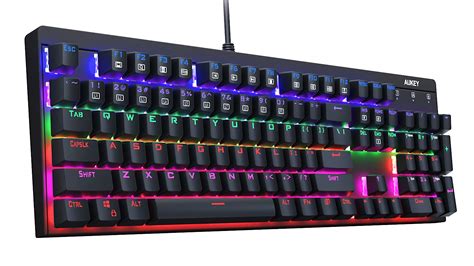 Buy AUKEY Mechanical Keyboard LED Backlit Gaming Keyboard with Blue Switches, 104 Keys 100% Anti ...