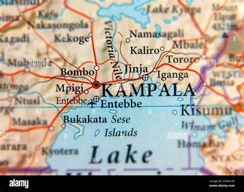 Geographic map of Uganda with capital city Kampala Stock Photo - Alamy