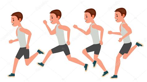 Male Running Vector. Animation Frames Set. Sport Athlete Fitness ...