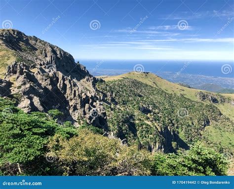 View from Hallasan Volcano. Jeju Island, South Korea Stock Photo - Image of crater, fall: 170419442