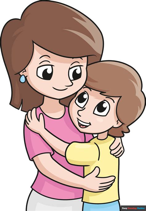 How to Draw an Easy Mother and Son - Really Easy Drawing Tutorial