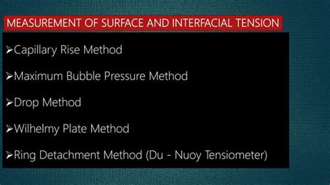 Surface and interfacial tension and its measurement | PPT