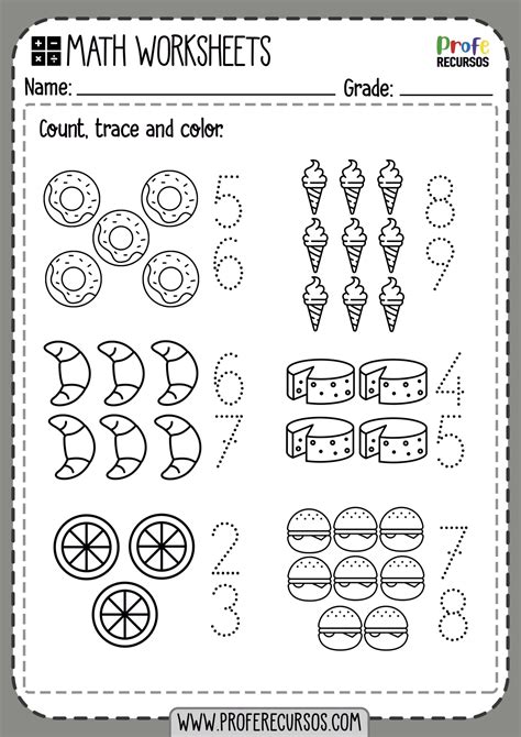 Trace Numbers Count and Color Worksheets - Profe Recursos