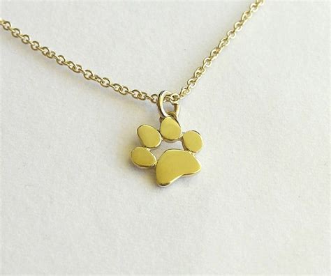 Paw Print Necklace Pendant 14k Gold Necklace Solid Gold