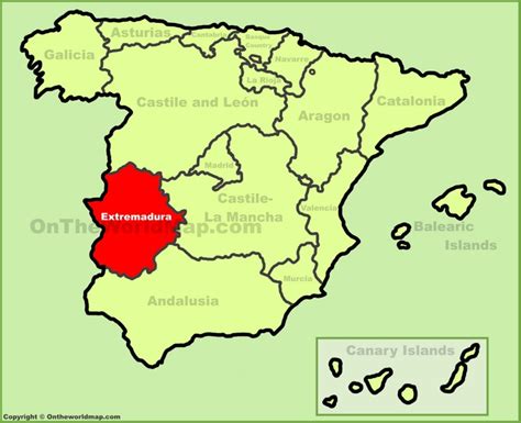 Extremadura en el mapa de España