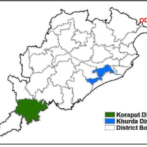 Map of Study site (Koraput and Khordha district Odisha, India). | Download Scientific Diagram