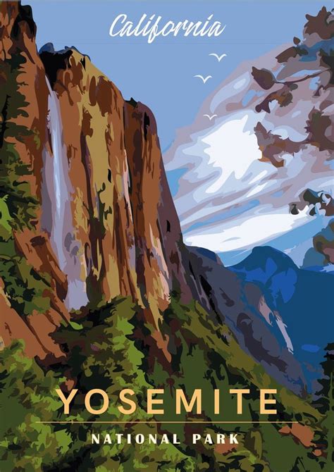 YOSEMITE National Park California Vintage Travel Poster diy | Etsy in 2021 | Vintage national ...