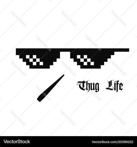 Pixel art glasses thug life meme glasses Vector Image