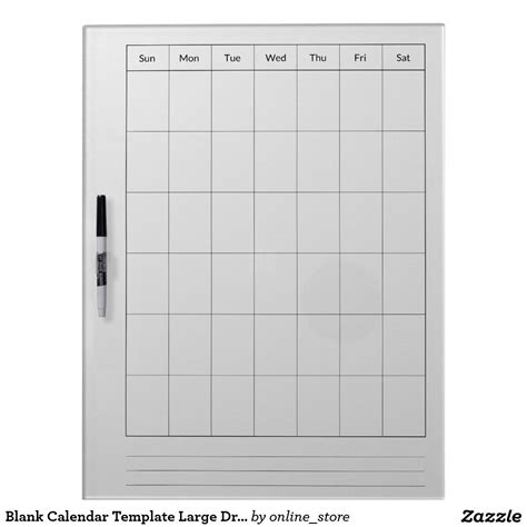 Blank Calendar Template Large Dry Erase Boards | Zazzle | Blank ...