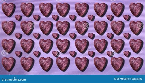 Purple Glitter Hearts on Purple Background. Heart of Glitter Grains ...