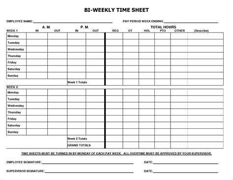 Printable Timesheets Bi Weekly | Template Business PSD, Excel, Word, PDF