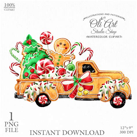 Christmas gingerbread truck digital clipart, Gingerbread Man - Inspire ...