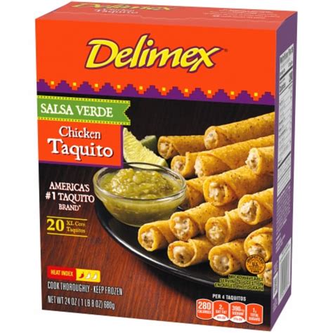 Delimex Salsa Verde Chicken Corn XL Taquitos Frozen Snacks, 20 ct - Kroger