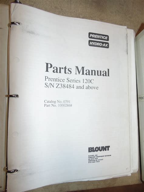 Prentice 120C Parts Manual - Used Equipment Manuals