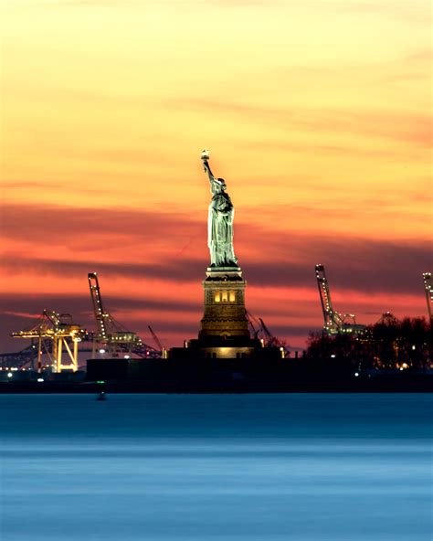 Panorama Statue Of Liberty During Night Time Image Free Photo