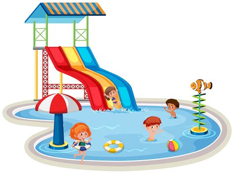 Children at isolated water park 608008 Vector Art at Vecteezy