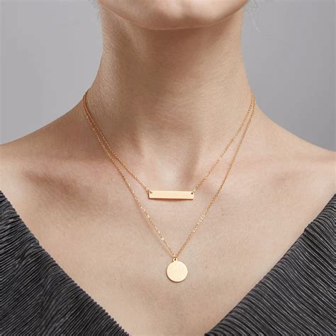 Enfashion Personalized Engrave Custom Name Necklace Gold Color Circle Bar Necklaces Pendants ...