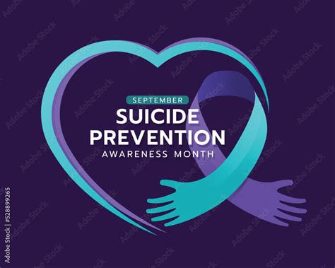 Suicide prevention awareness month text in line heart frame with suicide awareness prevention ...