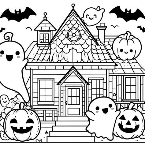 Cute Haunted House coloring page - Download, Print or Color Online for Free