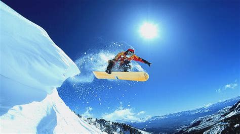 Snowboarding jumps - beautiful winter sports Wallpaper Download 3840x2160