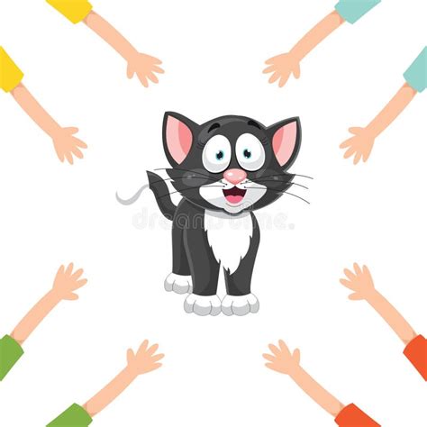 Vector Illustration of Cartoon Hands with Cat Stock Vector ...