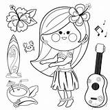 Coloring Pages Hula Girl sketch template