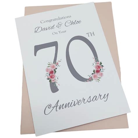 70th Wedding Anniversary Card Platinum 70 Year Seventieth Greeting Card ...