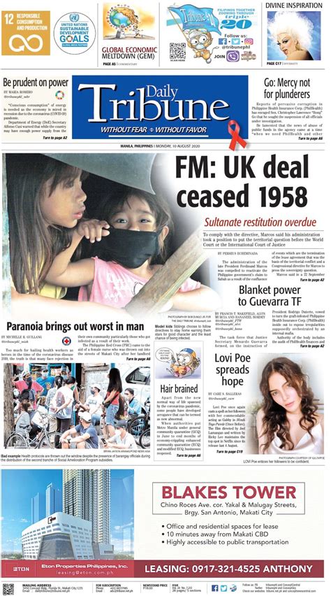 Daily Tribune on Twitter: "Good morning! Here is today’s front page of ...