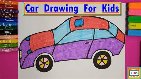 Drawing A Car For Kids - Nice Car Drawing Easy With Colour Car Drawing ...