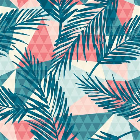 Trendy seamless exotic pattern with palm and geometric elements. 298681 Vector Art at Vecteezy