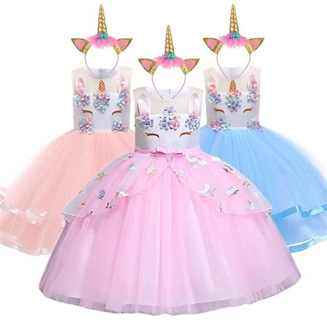 2019 Baby Girls Easter Unicorn Dress Children Carnival Clothes For Kids ...