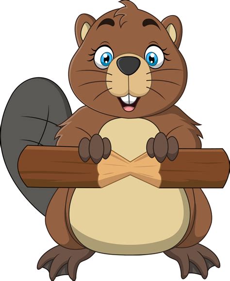 Cartoon cute baby beaver holding piece of wood 5162376 Vector Art at Vecteezy