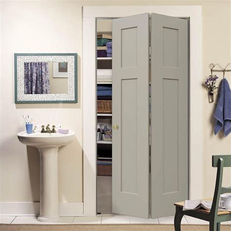 JELD-WEN 32 in. x 80 in. Craftsman Desert Sand Painted Smooth Molded Composite Closet Bi-fold ...