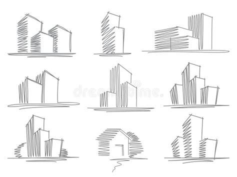 Sketches of buildings stock vector. Illustration of graphic - 18534199