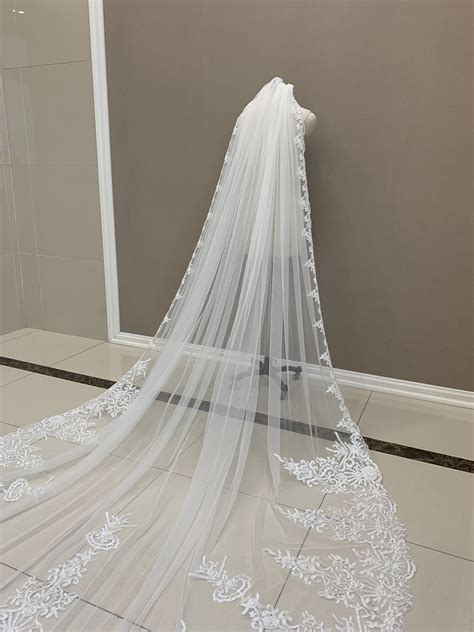 Luxurious Wedding Lace Veil White or Ivory Cathedral Length - Etsy