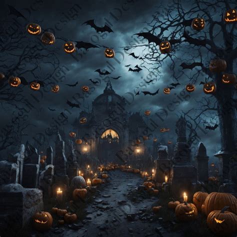 Halloween Backdrop Cemetery: halloween DIGITAL - Etsy