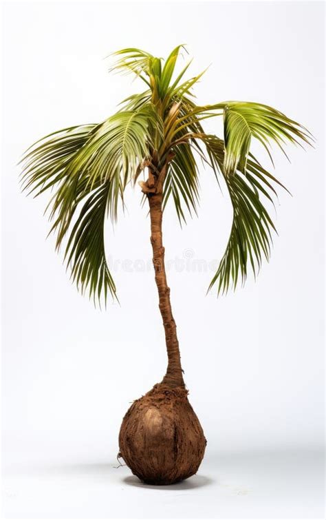 Coconut Varieties Plant, Coconut Tree Has Sprouted, Isolated White Background Stock Illustration ...