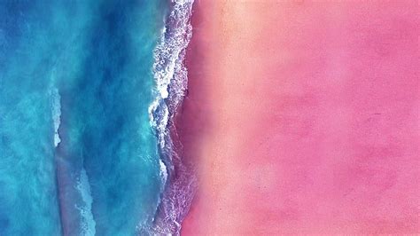 Aerial view of Pink Sand Beach and Blue Ocean, Drone Footage Stock Footage HD wallpaper | Pxfuel