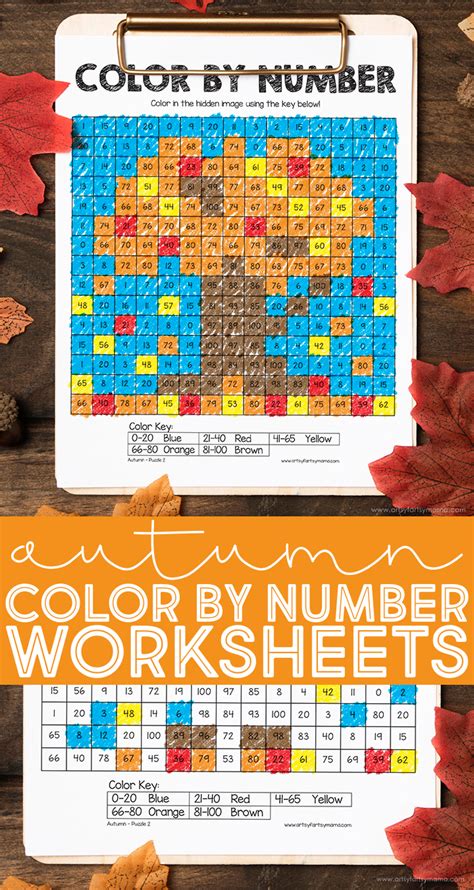 Vibrant Autumn Color by Number Worksheets for Free