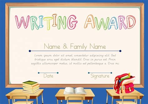 Free Vector | Writing award with classroom background