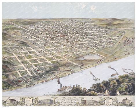 Beautifully restored map of Omaha, Nebraska from 1868 - KNOWOL