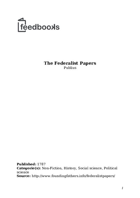 (PDF) The Federalist Papers | Ira D - Academia.edu